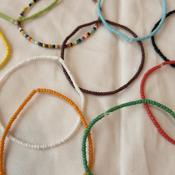 Handmade Seed Bead Bracelet Stack of 11 - Picture 5 of 6